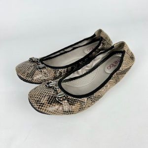 Me Too Limbo Taupe Snake Embossed Faux Leather Ballet Flats 9